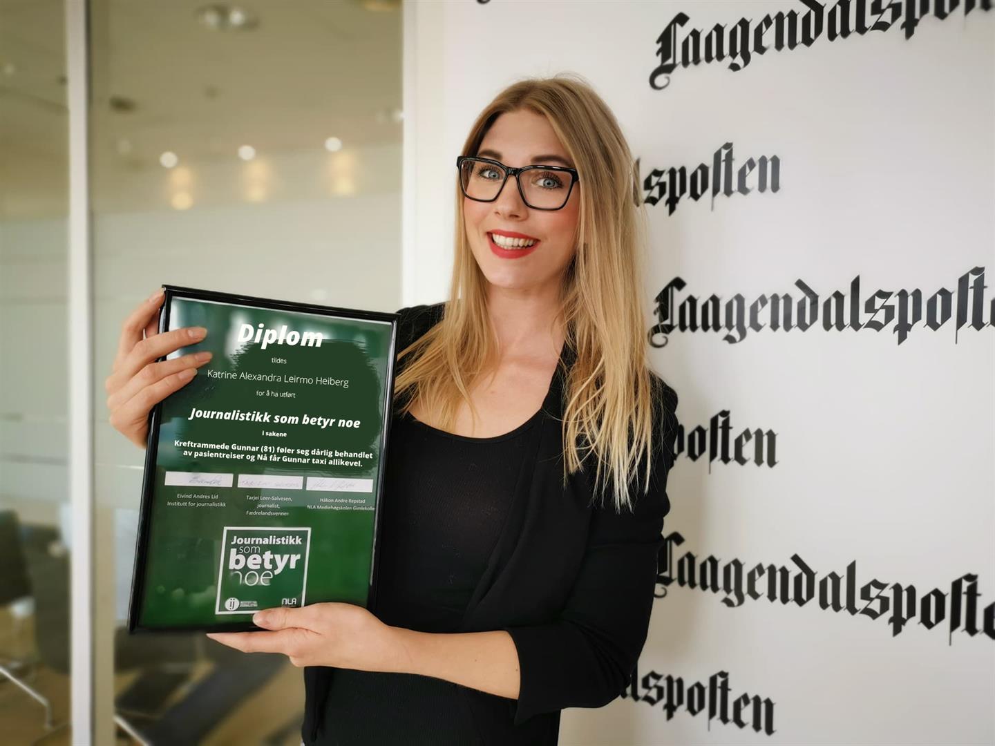 Journalistikkstudent Katrine Alexandra Leirmo Heiberg vant prisen "Journalistikk som betyr noe" 2019. 